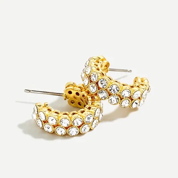 J. Crew Crystal bezel hoop earrings